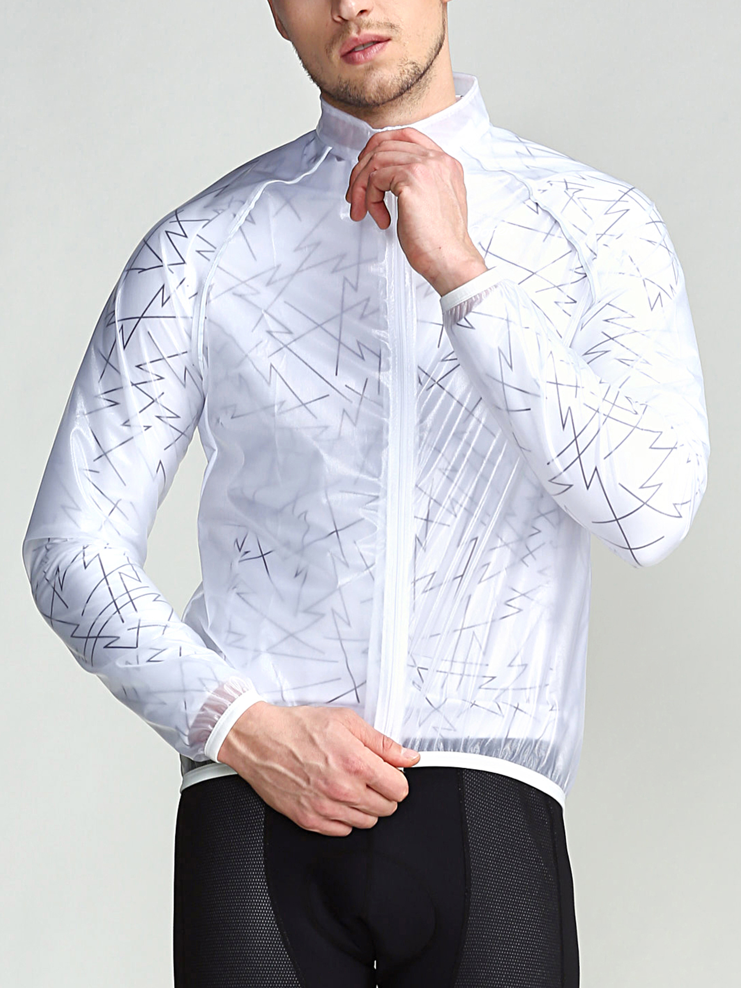 White transparent rain jacket