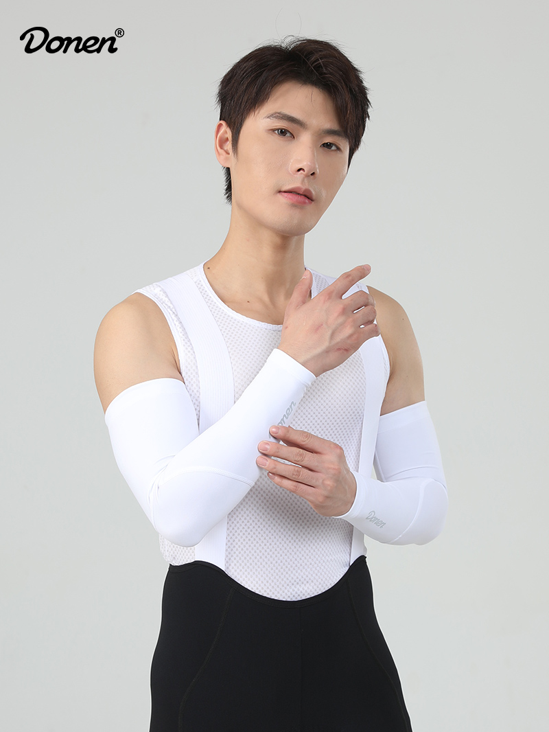 Men's White Cycling Arm Sleeves